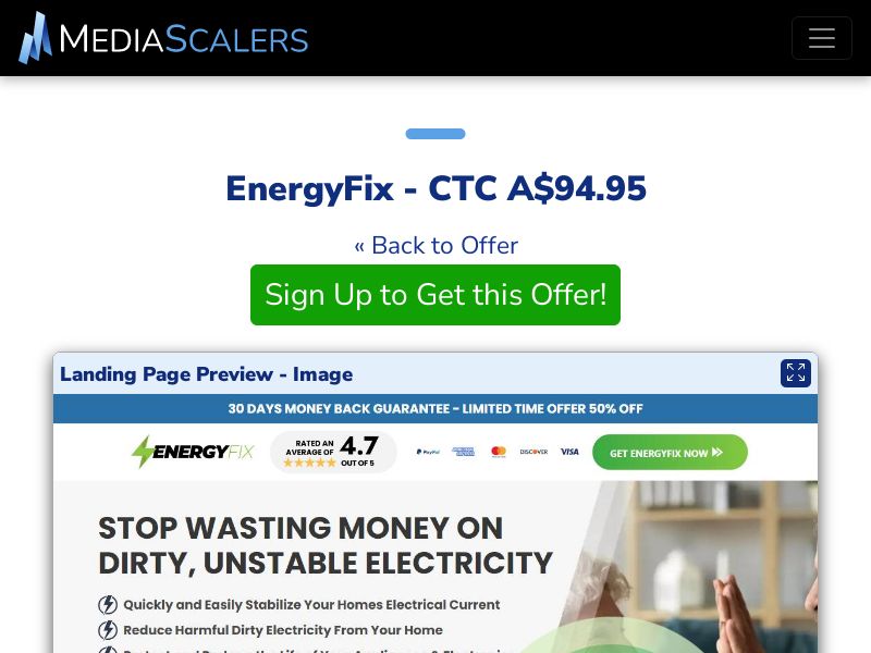 EnergyFix - CTC A$94.95 {+DTC, Alt-Landers, Advertorial} (Event Tracking) [AU]