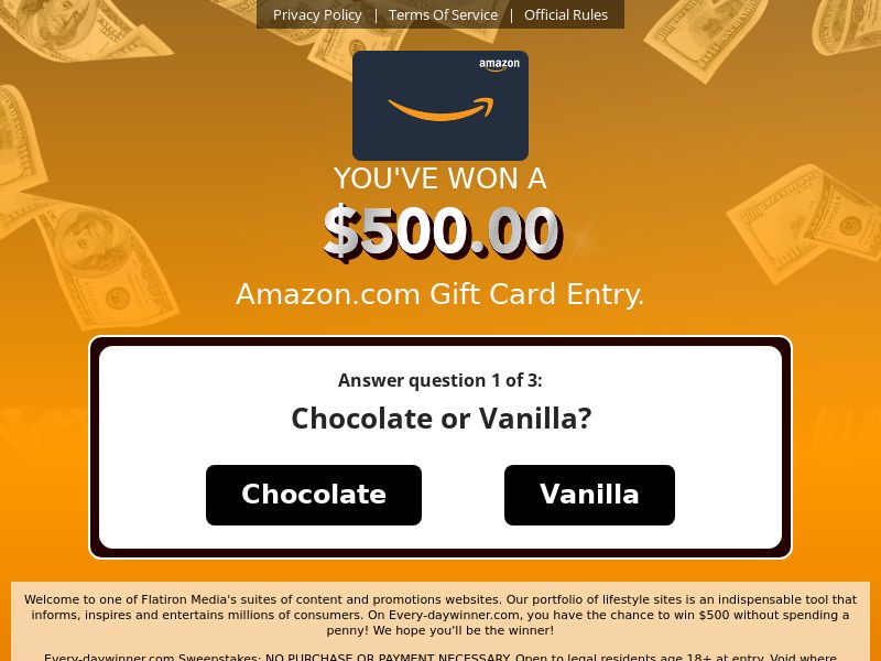 Everyday Winner - Amazon $500 Gift Card - CPL | US
