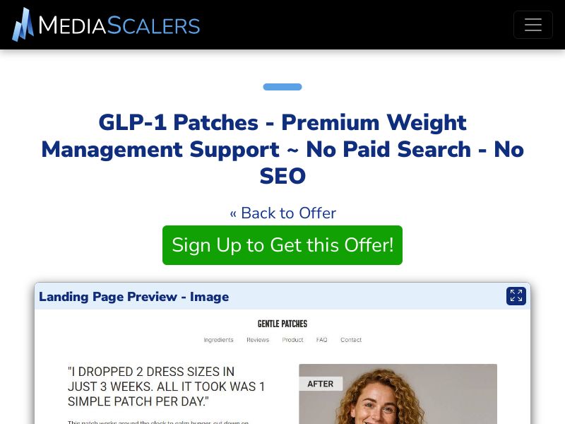GLP-1 Patches - Premium Weight Management Support ~ No Paid Search - No SEO [US, DE, CA, AU, UK]