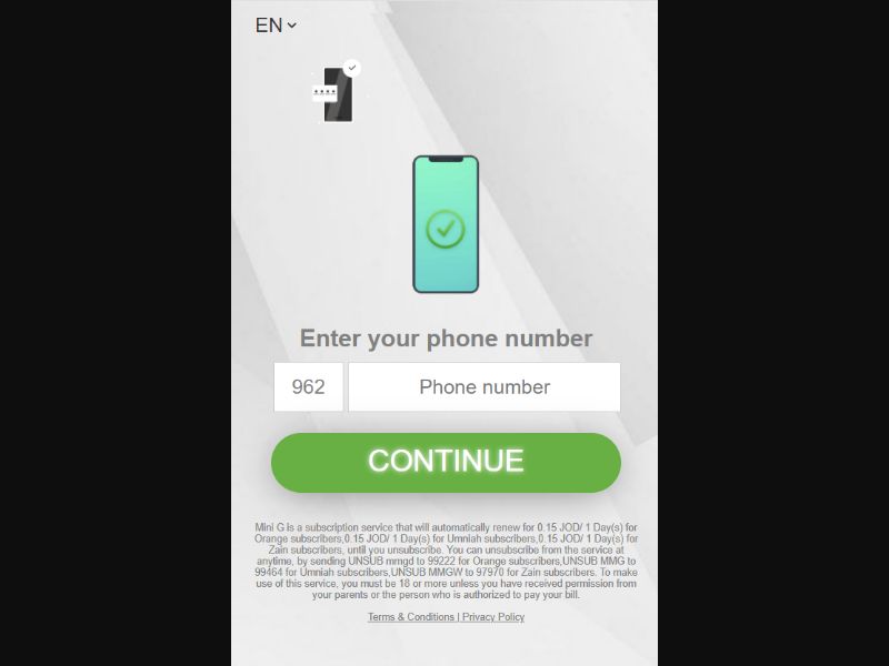 [MOB] Mini G /JO [Umniah, Orange, Zain] PIN