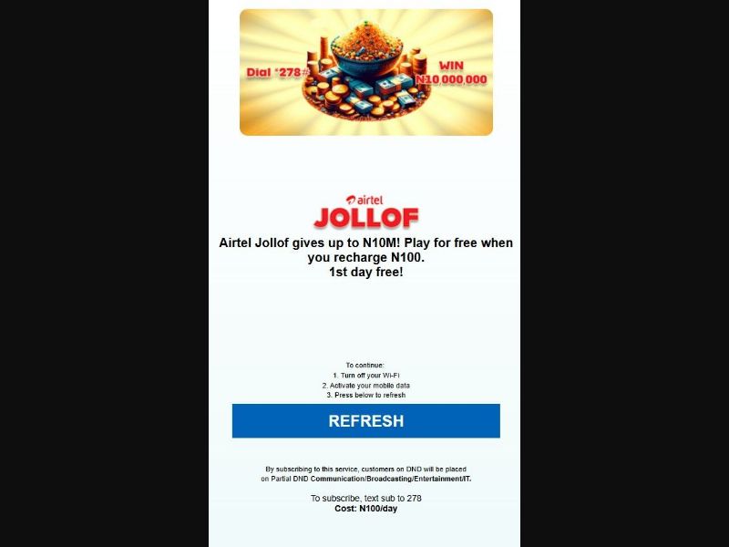 37096 - NG - [MOB] - Jollof Win - Airtel - Secure D - PIN