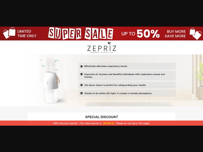 [WEB+MOB] Qinux Zepriz – Nursery Humidifier /International (112 GEOs) CPS *FB/TT/Google/Taboola Pixel* [Approval Required]