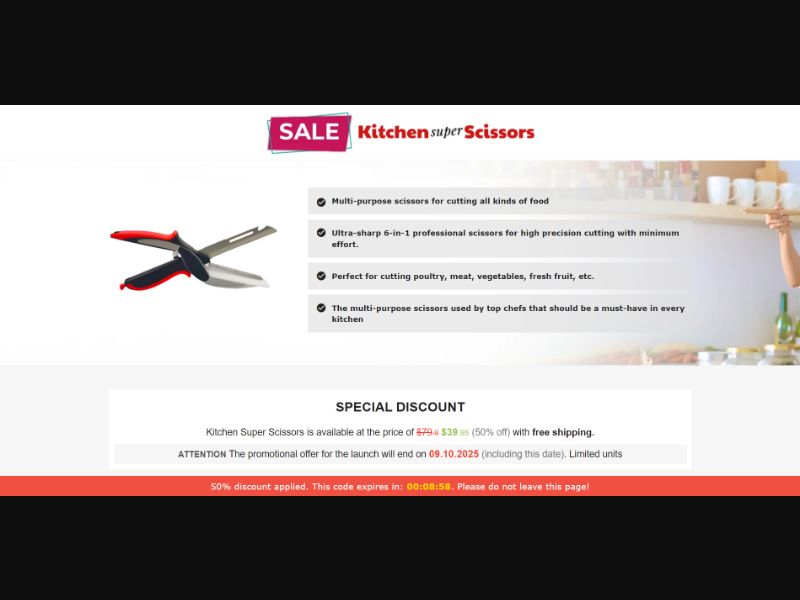 [WEB+MOB] Kitchen Super Scissors – 6-in-1 Multi-Use Scissors /International (116 GEOs) CPS *FB/TT/Google/Taboola Pixel* [Approval Required]
