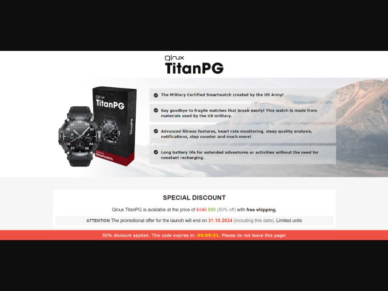 [WEB+MOB] Qinux TitanPG – Tactical Smartwatch /International (112 GEOs) CPS *FB/TT/Google/Taboola Pixel* [Approval Required] ★Top