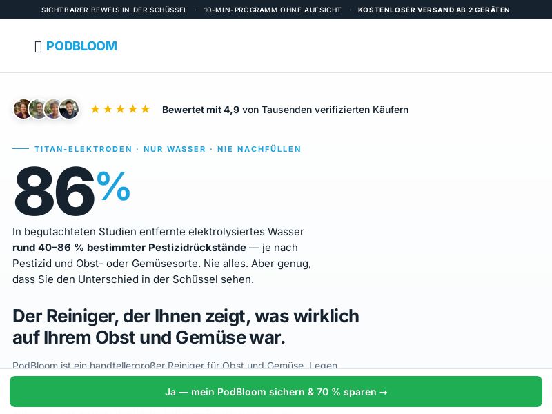 ! NEW OFFER - PodBloom Produce Cleaner [DE,AT] (Social,Banner,Native,Push,SEO,Search,Brand Bidding) - CPA