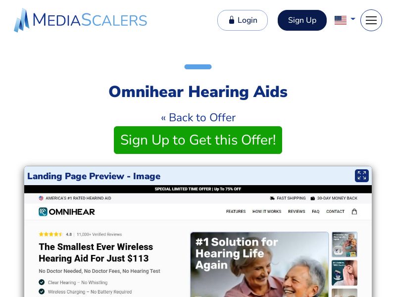 Omnihear Hearing Aids {+Advertorial, DTC, Alt-Landers} (Event Tracking) [US, DE, CA, AU, UK, FR, IL, +232 More]