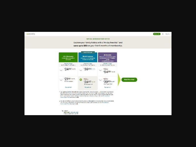 Ancestry.com - Free Trial - CPS (US)
