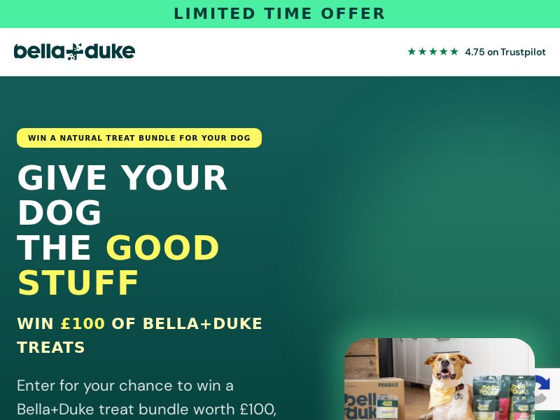 Bella+Duke - Win £100 of Dog Treats - CPL [UK]