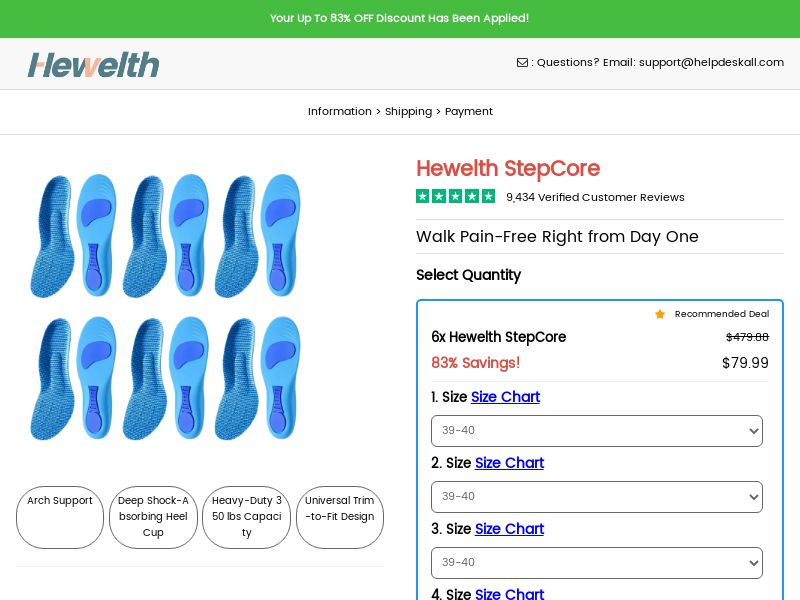Ecom - Hewelth Arch Insoles - US/CA/UK/AU/DE/FR