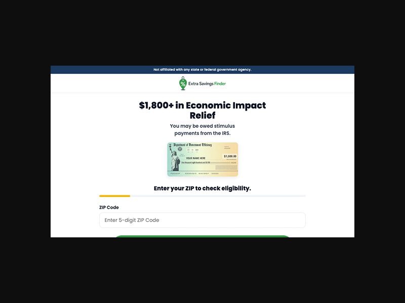 Extra Savings Finder - $1800 Stimulus Check - SOI (US)