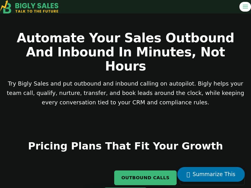 Bigly Sales AI Outbound Calling - Rainmaker Plan ($9,999) - $3,000 CPA - Desktop & Mobile [US]