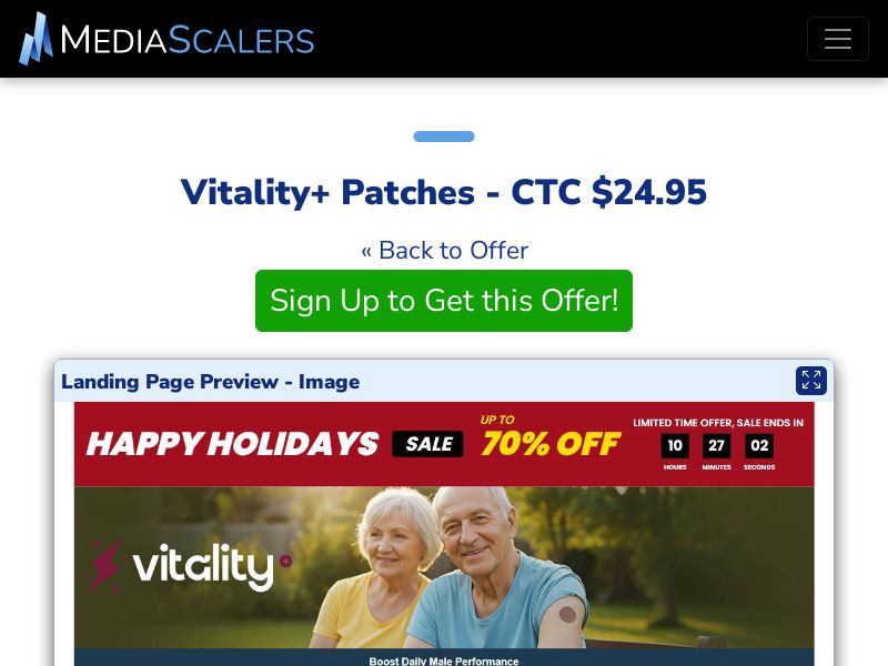 Vitality+ Patches - CTC $24.95 {+DTC, Alt-Landers, Advertorial} (Event Tracking) [UK]