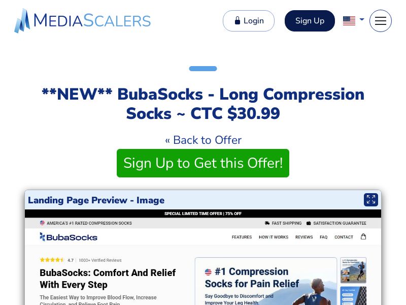 BubaSocks - Long Compression Socks ~ CTC $30.99 {+Advertorial, DTC, Alt-Landers} (Event Tracking) [US, DE, CA, AU, UK, FR, IL, +232 More]