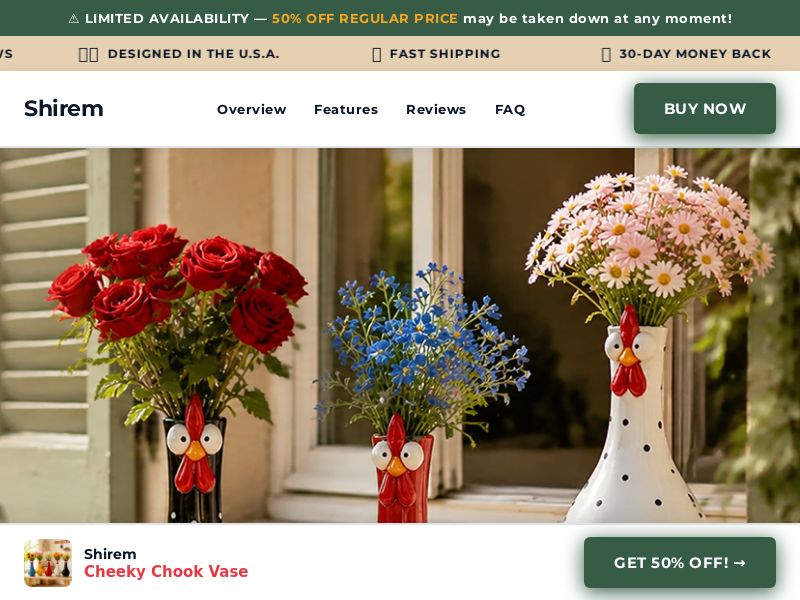 ! NEW OFFER - Shirem Cheeky Chook Vase [INTL] (Social,Banner,Native,Push,SEO,Search,Brand Bidding) - CPA