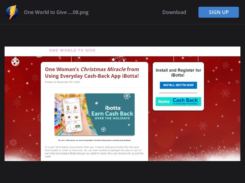 United States (US) - OneWorldToGive - iBotta Cashback App (Responsive)