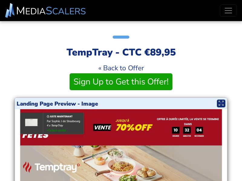 TempTray - CTC €89,95 {+DTC, Alt-Landers, Advertorial} (Event Tracking) [FR]