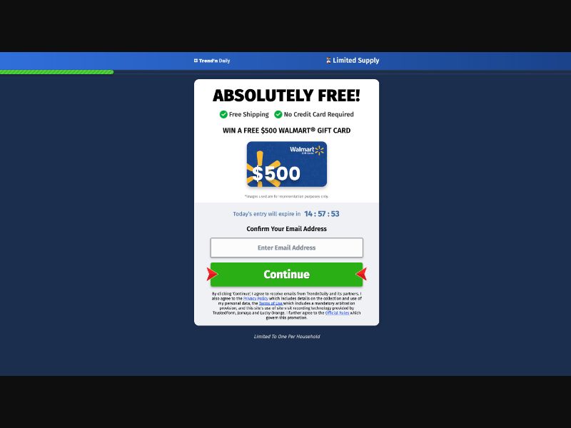 Trendndaily - $500 Walmart Gift Card - US - (Social Only)