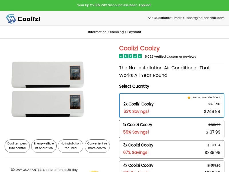 Ecom - Coolizi Portable AC - DE/AT/CH/US/FR/UK/ES/NL/IT/GR/PT/BE