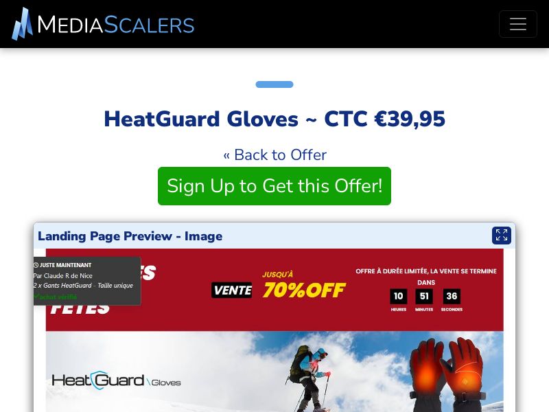 HeatGuard Gloves ~ CTC €39,95 {+Advertorial, DTC, Alt-Landers} (Event Tracking) [FR]