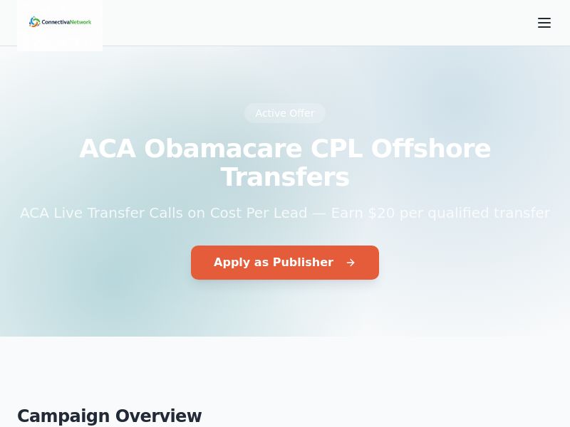 ACA Obamacare CPL Offshore Transfers (Pay Per Call)