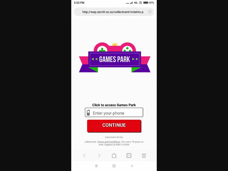 [MOB] OW - Games Park /ZA [MTN] - 1 Click