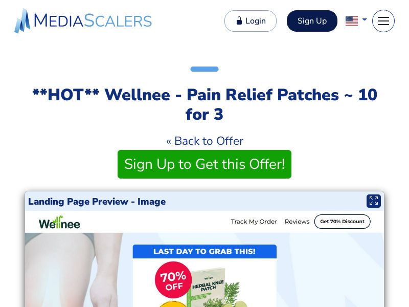 Wellnee - Pain Relief Patches ~ 10 for 3 {+Advertorial, DTC, Multi-Lang, Alt-Landers} (Event Tracking) [US, DE, CA, AU, UK, FR, IL, +232 More]