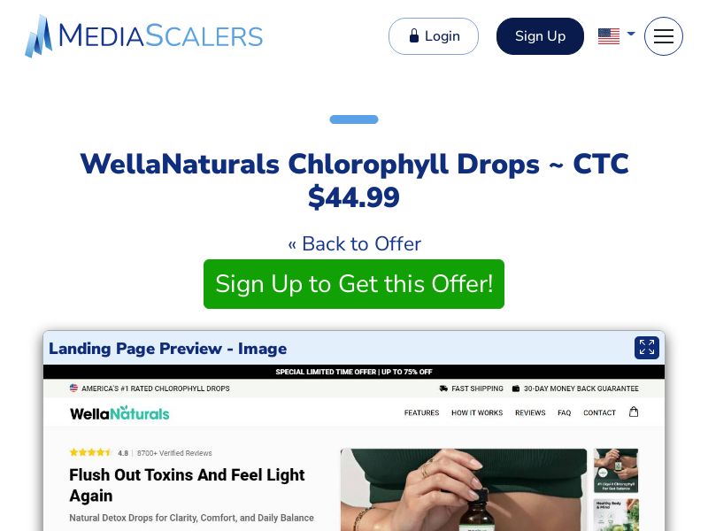 WellaNaturals Chlorophyll Drops ~ CTC $44.99 {+Advertorial, DTC, Alt-Landers} (Event Tracking) [US, DE, CA, AU, UK, FR, IL, +232 More]