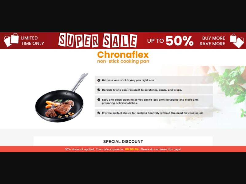 [WEB+MOB] Qinux Chronaflex – Non-Stick Cooking Pan /International (112 GEOs) CPS *FB/TT/Google/Taboola Pixel* [Approval Required]