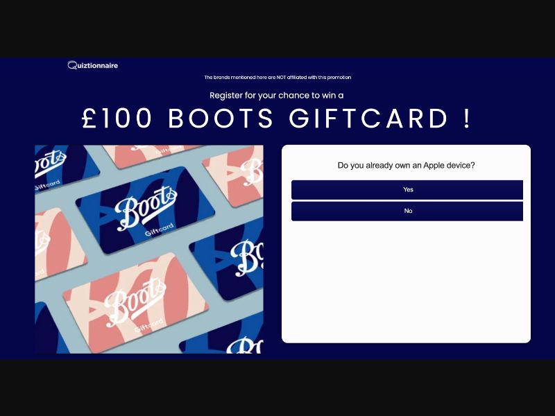UK - Quiztionnaire - Boots Giftcard - (CPL)