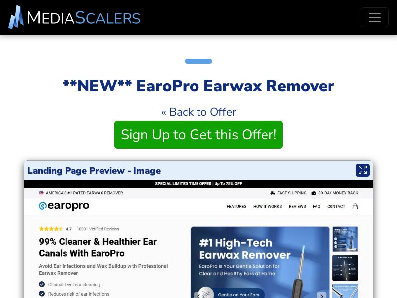 EaroPro Earwax Remover {+DTC, Advertorial, Alt-Landers} [US, DE, CA, AU, GB, FR, IL, +236 More]