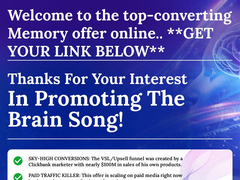 The Brain Song (Killer NEW Memory Offer) - Revshare | US