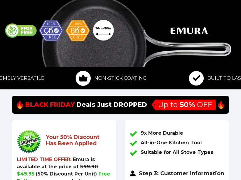 Emura Non-Stick Pan SS - US (No Brand Bidding)