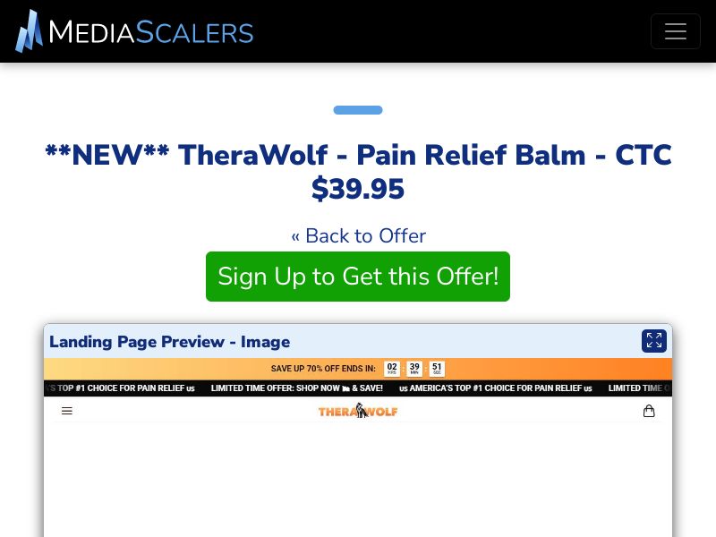 TheraWolf - Pain Relief Balm - CTC $39.95 {+Advertorial, DTC, Alt-Landers} (Event Tracking) [US, DE, CA, AU, UK, FR, IL, +232 More]