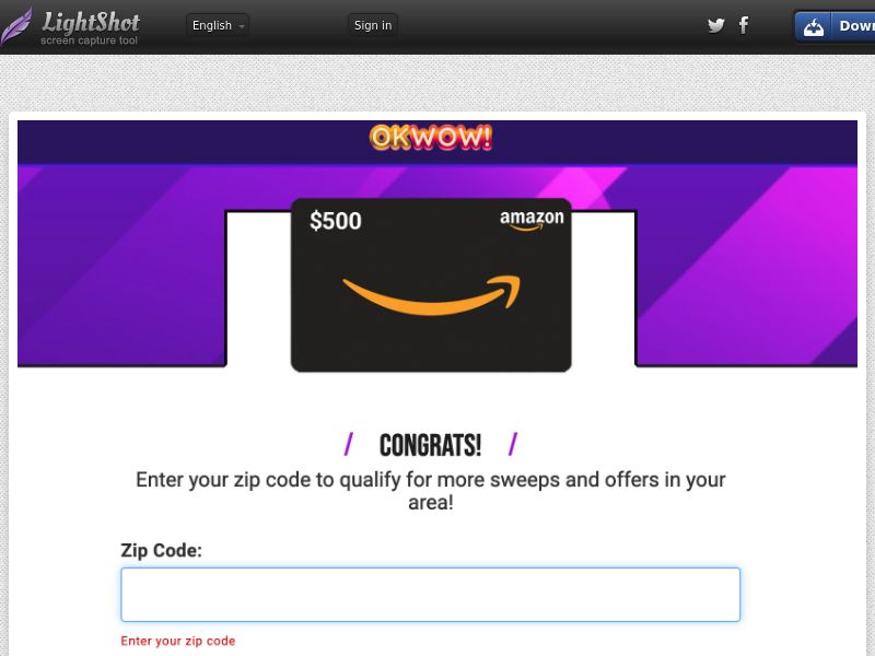 OkWow $500 Gift Card Amazon SOI [US]