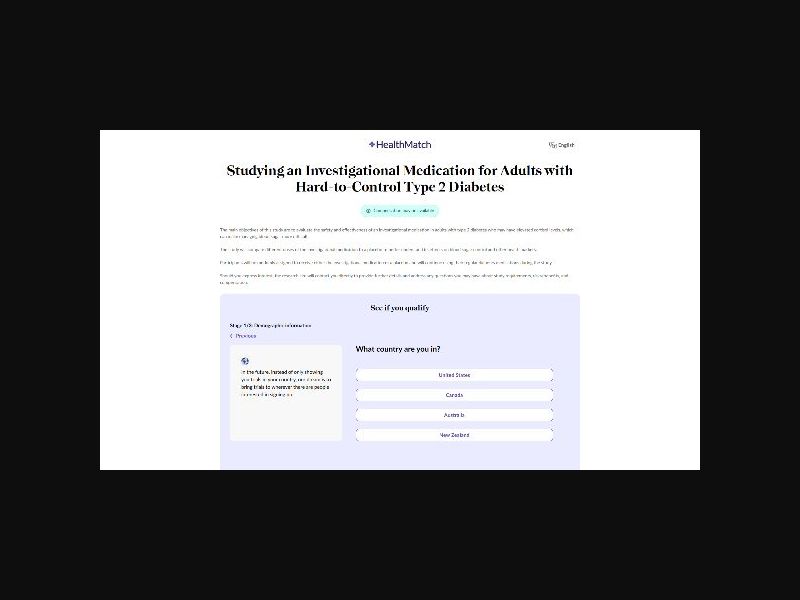HealthMatch Clinical Trials - Type 2 Diabetes - CPL (US)