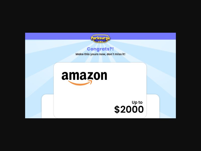 Perksurge - Amazon $2000 Sweepstake - CPL (US)