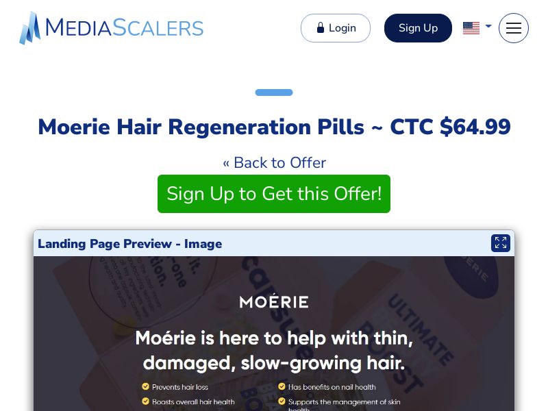 Moerie Hair Regeneration Pills ~ CTC $64.99 {+Advertorial, DTC, Quiz} (Event Tracking) [US, CA, UK, IE]