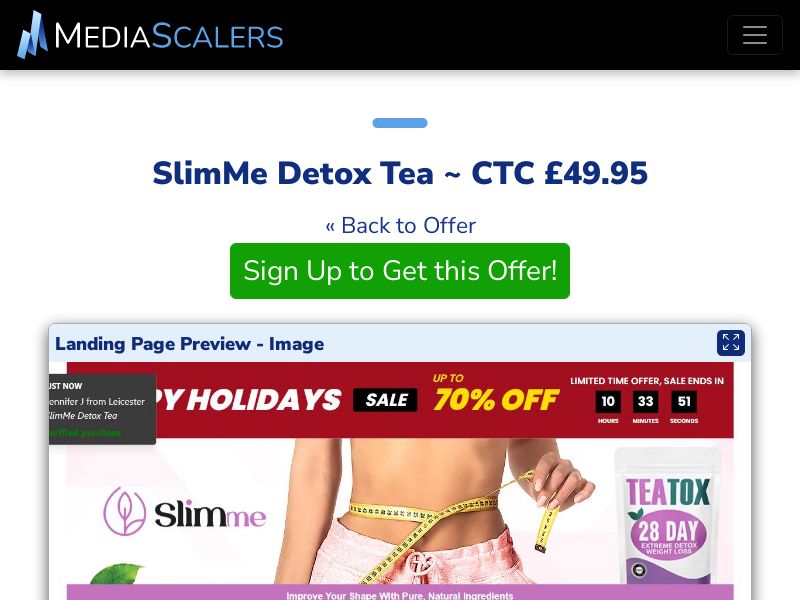 SlimMe Detox Tea ~ CTC £49.95 {+DTC, Alt-Landers} (Event Tracking) [UK]