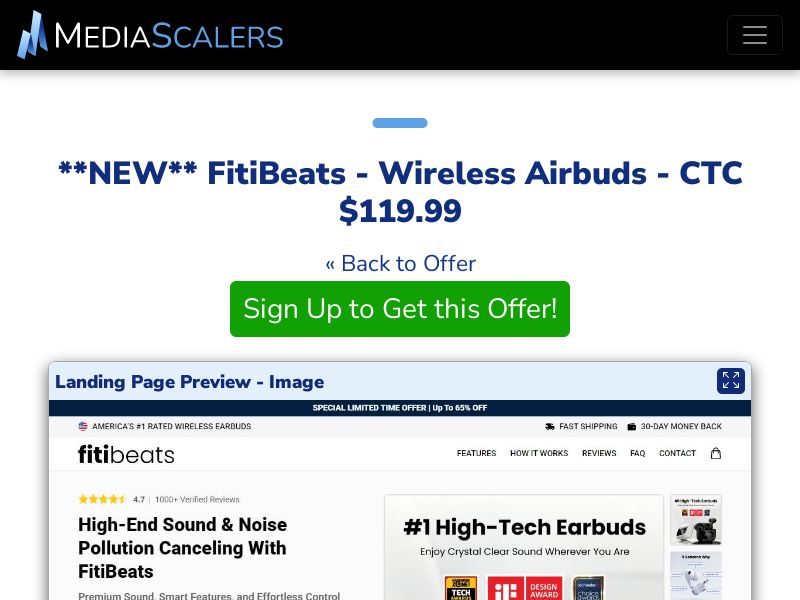 FitiBeats - Wireless Airbuds - CTC $119.99 {+Advertorial, DTC, Alt-Landers} (Event Tracking) [US, DE, CA, AU, UK, FR, IL, +232 More]