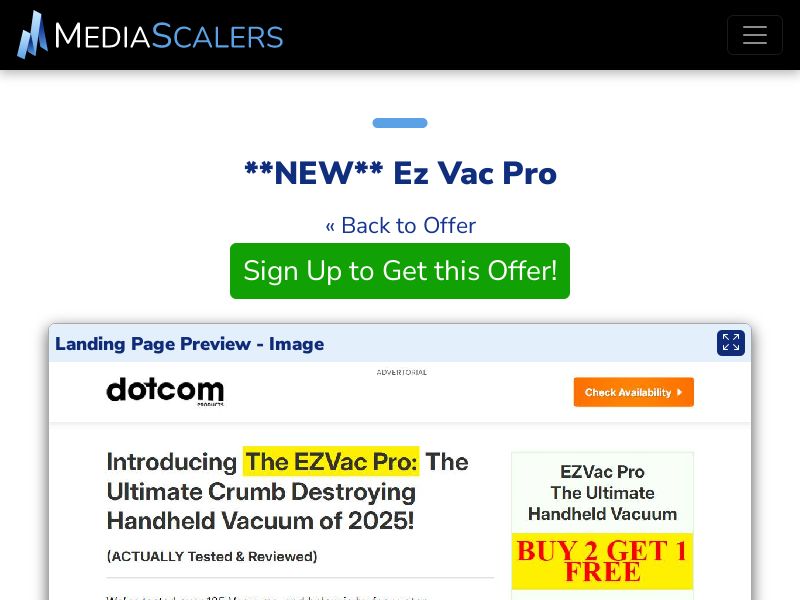 Ez Vac Pro {+DTC, Advertorial, Alt-Landers} [US, CA, AU, UK]