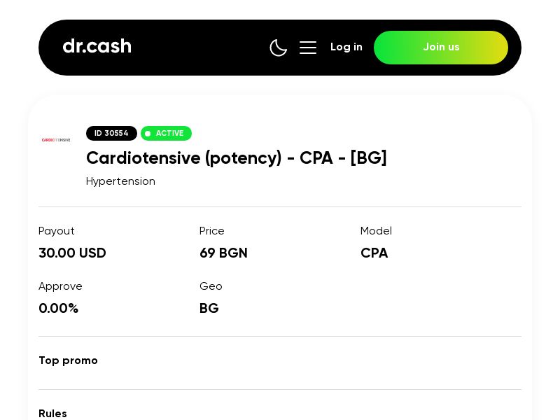 Cardiotensive (potency)