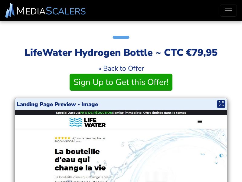 LifeWater Hydrogen Bottle ~ CTC €79,95 {+DTC, Alt-Landers} (Event Tracking) [FR]