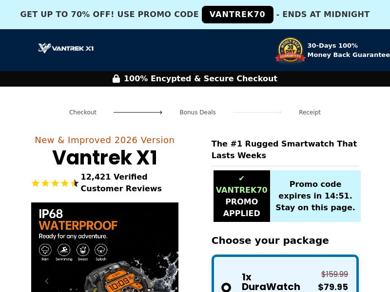 Vantrek X1 Smartwatch - DTC [US,UK,DE,AT,AU] (Social,Banner,Native,Push,SEO,Search,Brand Bidding) - CPA