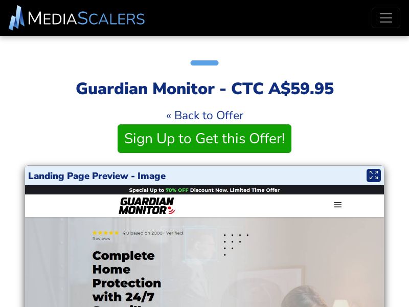 Guardian Monitor - CTC A$59.95 {+Advertorial, DTC, Alt-Landers} (Event Tracking) [AU]
