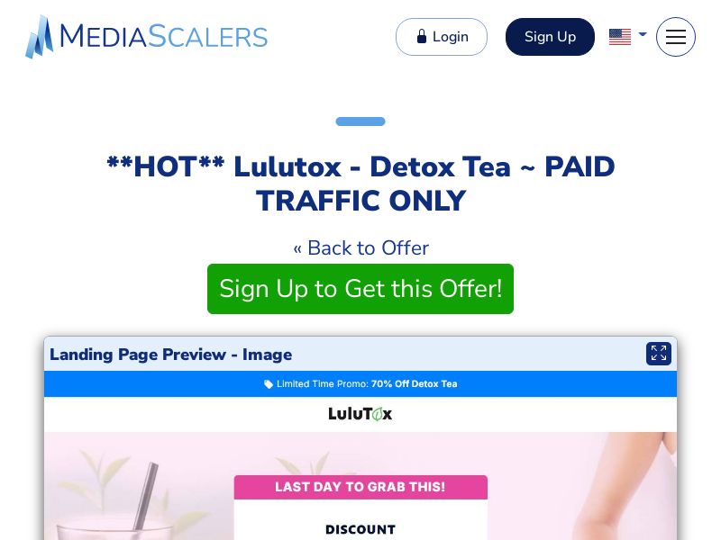 Lulutox - Detox Tea ~ PAID TRAFFIC ONLY {+Advertorial, DTC, Multi-Lang, Alt-Landers} (Event Tracking) [US, DE, CA, AU, UK, FR, IL, +232 More]