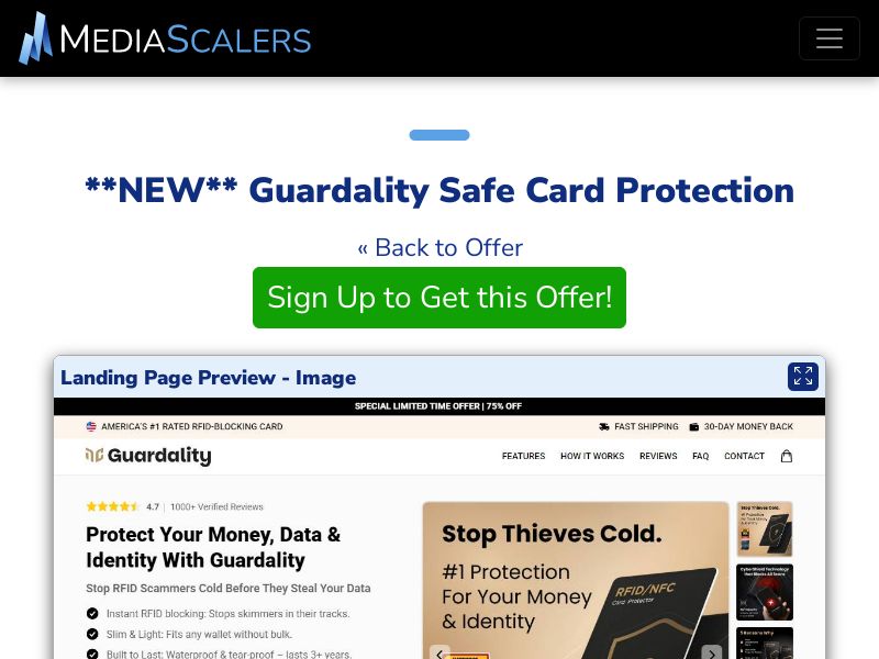Guardality Safe Card Protection {+DTC, Advertorial, Alt-Landers} [US, DE, CA, AU, GB, FR, IL, +236 More]