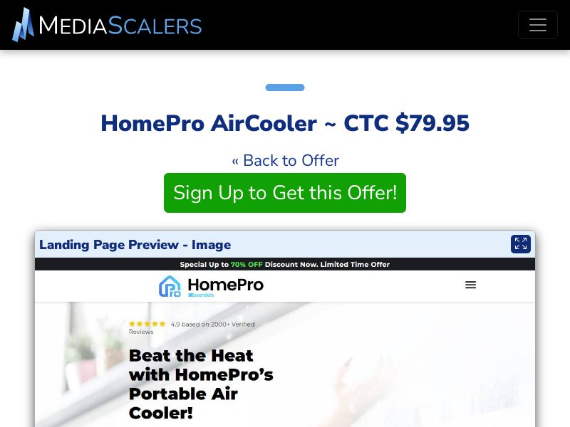 HomePro AirCooler ~ CTC $79.95 {+Advertorial, DTC, Alt-Landers} (Event Tracking) [US]