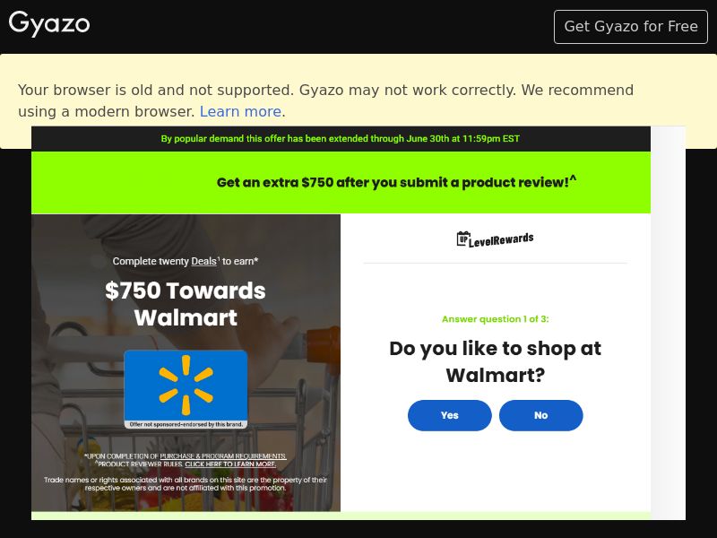 UP Level Reward-Walmart $750 - SOI | US