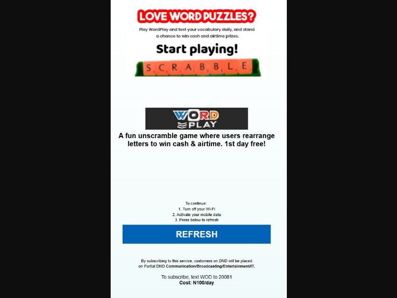 36799 - NG - [MOB] - Wordplay SecureD - Airtel - 2 Click