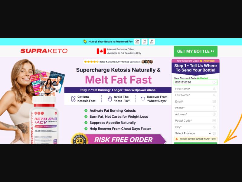 [WEB+MOB] Supra KETO BHB + ACV Gummies H /CA [CPS] *FB Pixel* [Approval Required]